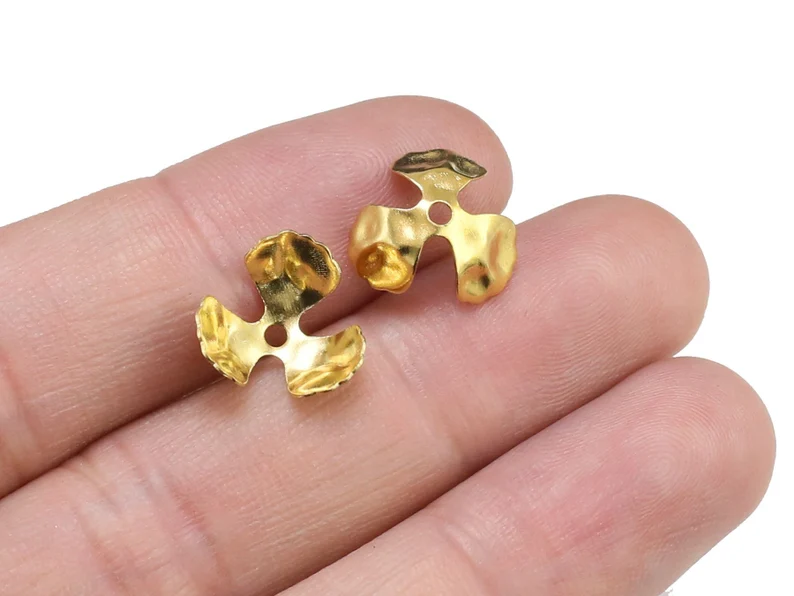 Jewelry Making Gemstones - 100 buah tutup manik-manik kuningan, tutup