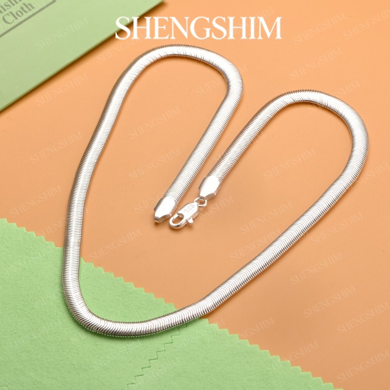 Lobster Clasp Silver - SHENGSHIM Kalung Rantai Ular Pipih Perak